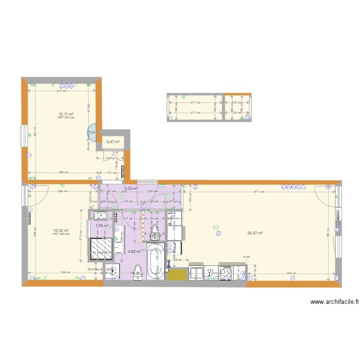 Frasse Plan version. Plan de 11 pièces et 63 m2