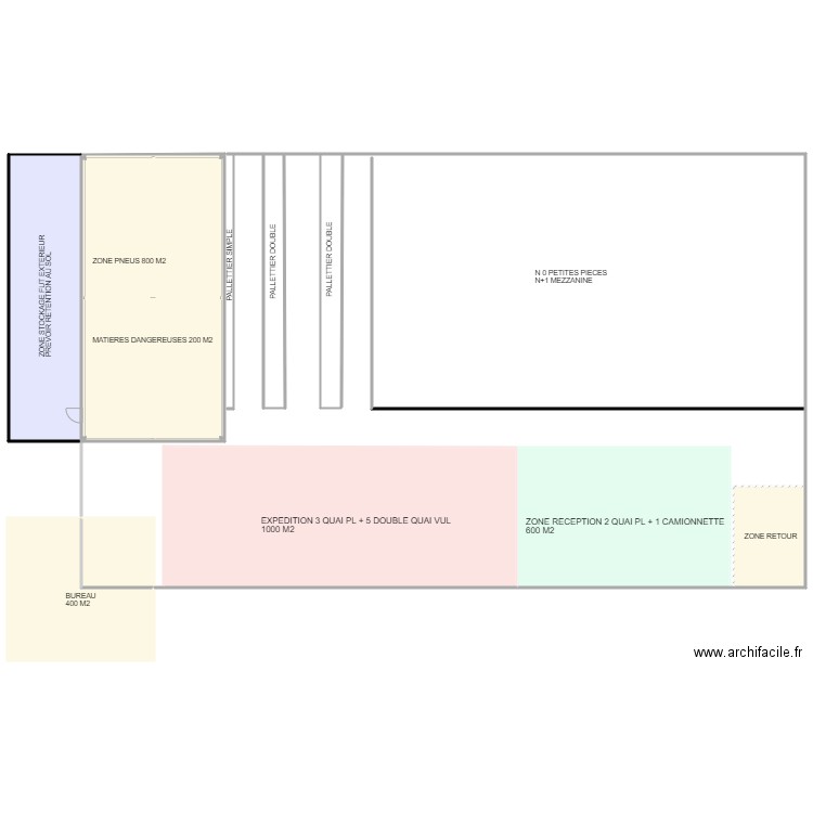 projet plateforme. Plan de 7 pièces et 3151 m2