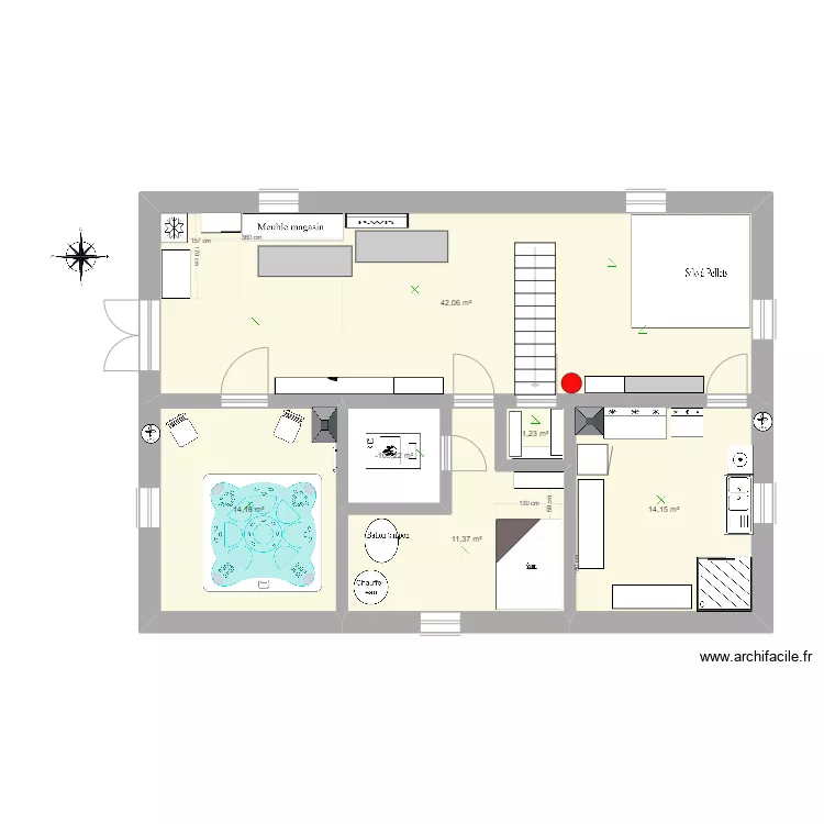 cave 3 avec Sauna local chaussure inversion. Plan de 