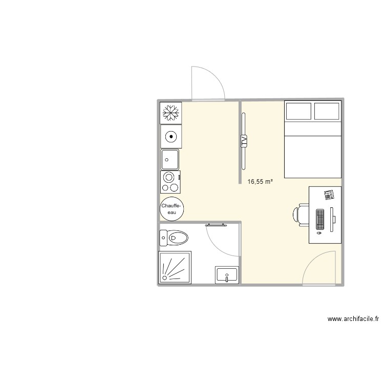 50m2 - 2 chambres. Plan de 0 pièce et 0 m2