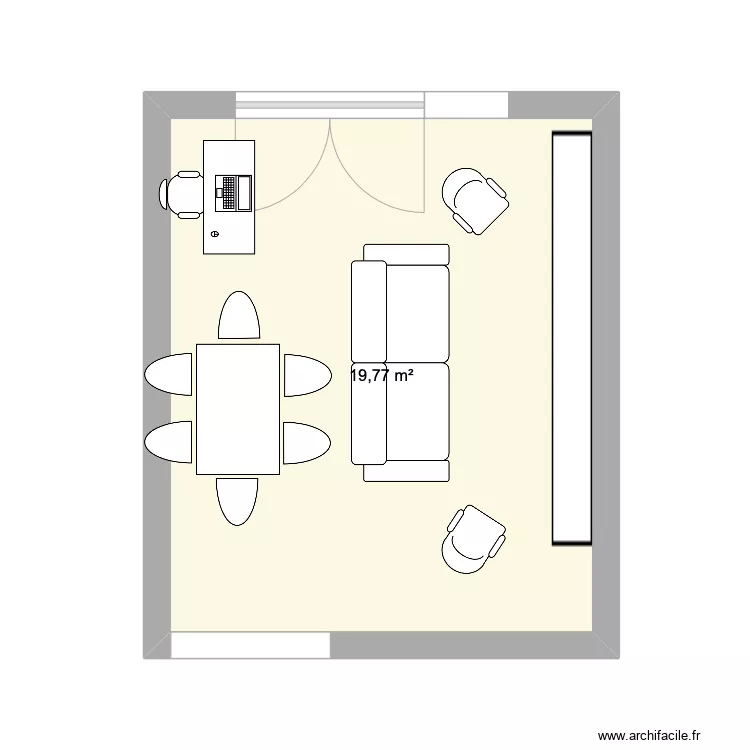 Am&eacute;nagement Salon 20m2. Plan de 