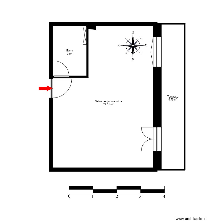 ED. GRAN DUC, 1-B. PAS DE LA CASA. Plan de 3 pièces et 31 m2