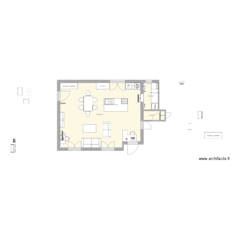 Salon réaménagé. Plan de 0 pièce et 0 m2