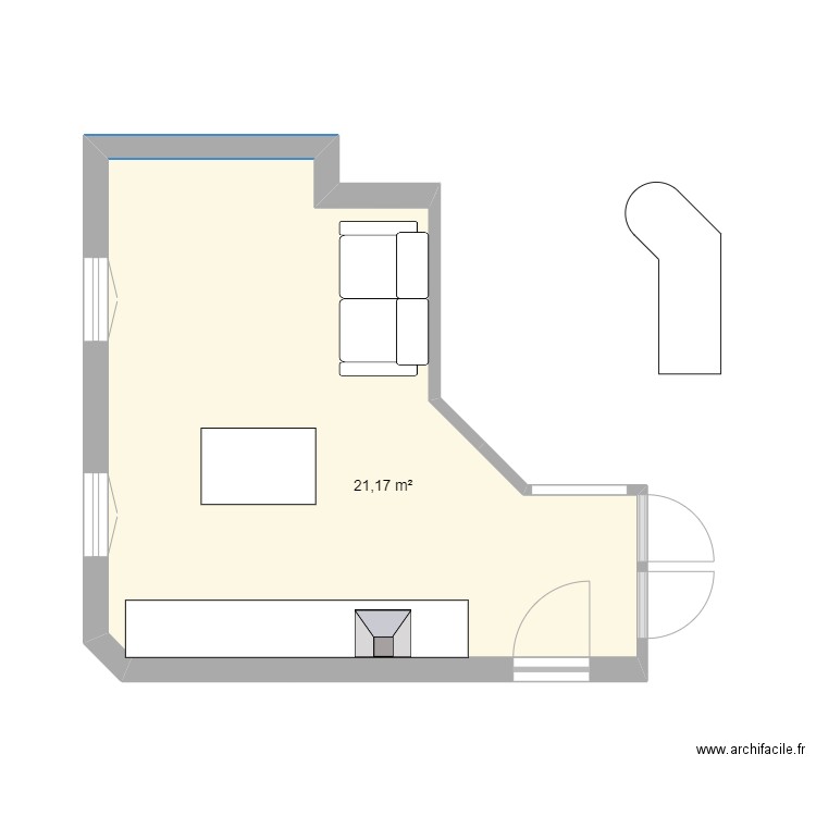 Plan Lambezellec T3. Plan de 1 pièce et 21 m2