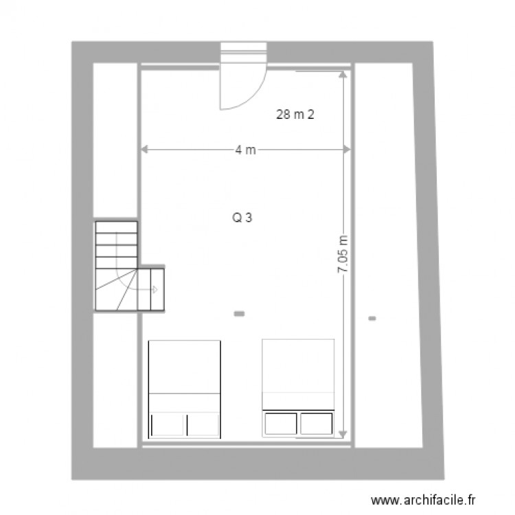 casa santa projeto piso. Plan de 5 pièces et 44 m2