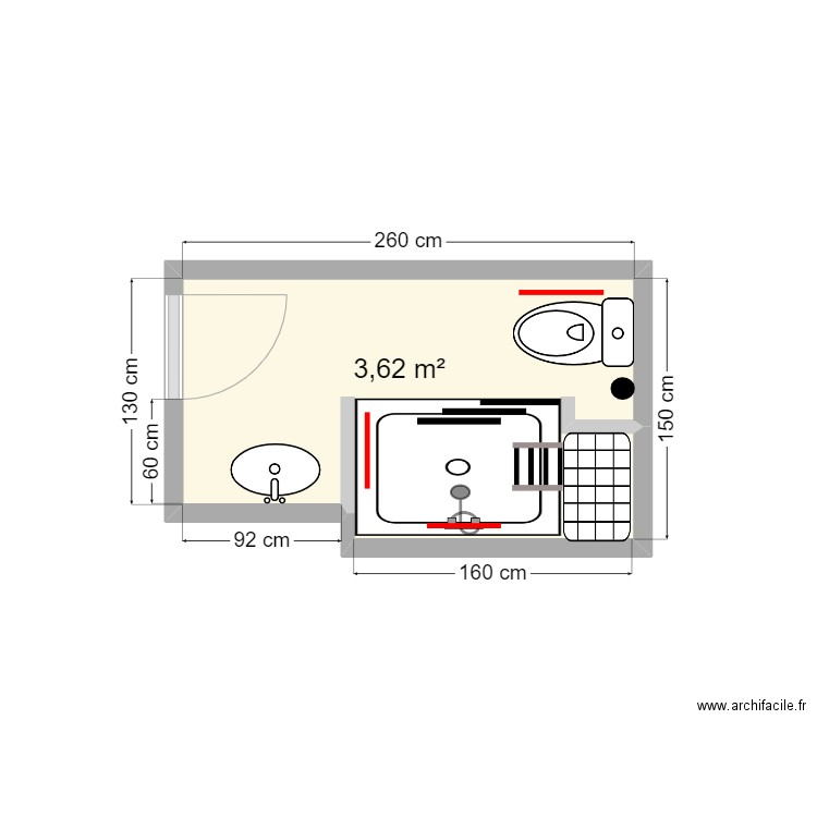 OU Kheang plan projeté. Plan de 1 pièce et 4 m2