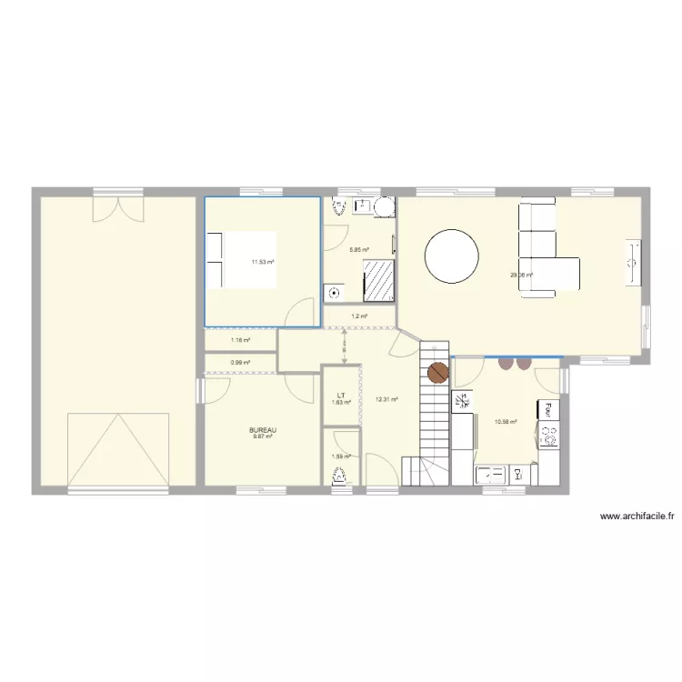 CH BUR ET ETAGE. Plan de 