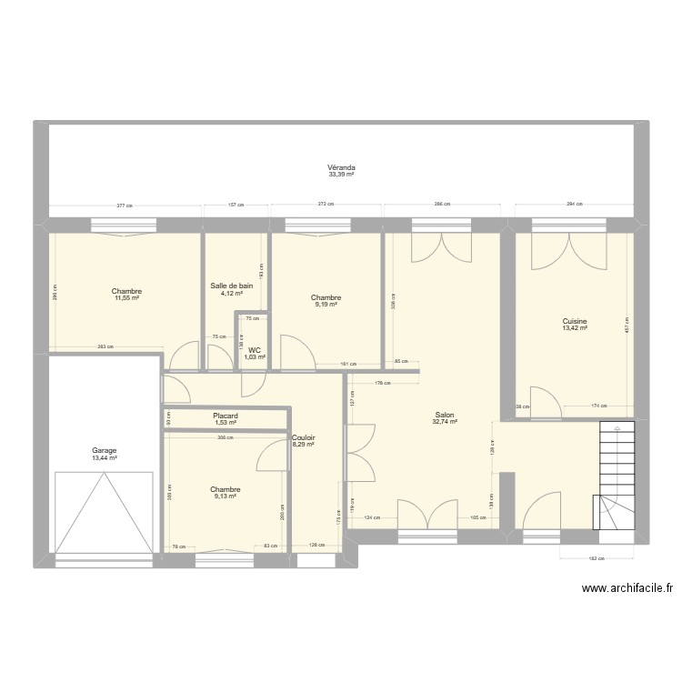 Maison Cathy. Plan de 14 pièces et 162 m2