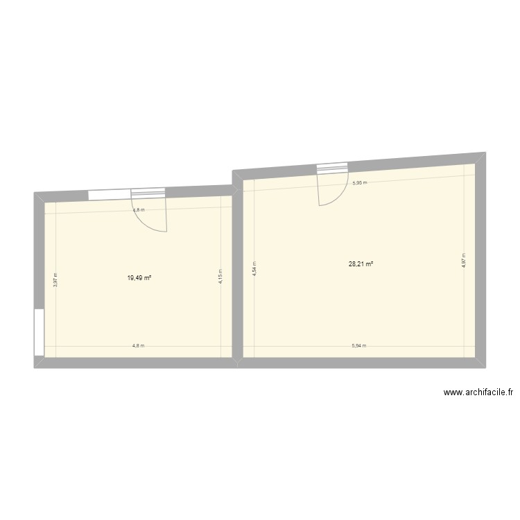 gael. Plan de 2 pièces et 48 m2