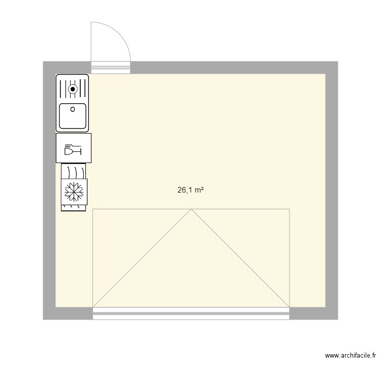 le stop a lomme. Plan de 1 pièce et 26 m2