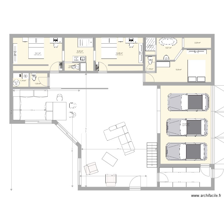 StSulpiceV3. Plan de 18 pièces et 164 m2