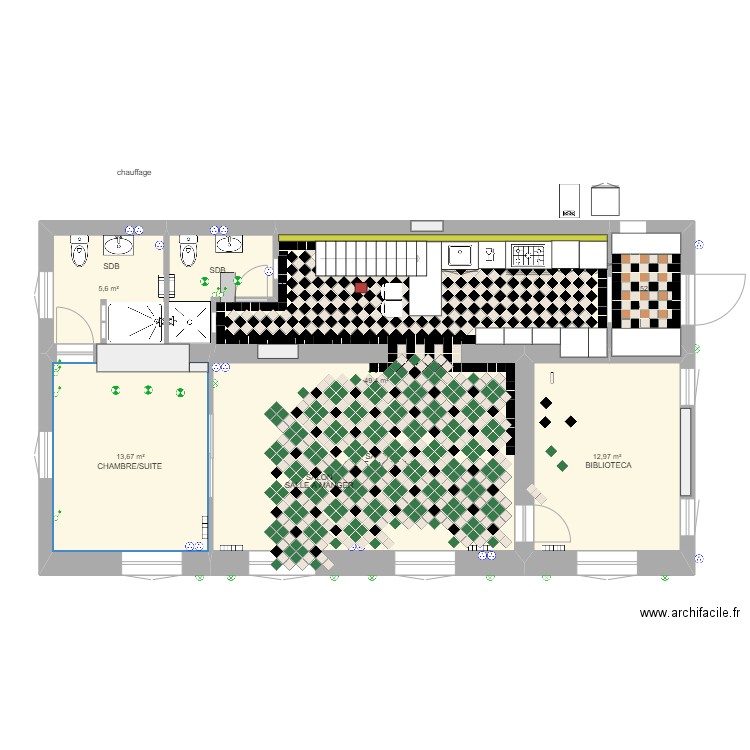 PLAN BIRIATOU 1er COCINA & SOLS SEJOUR. Plan de 0 pièce et 0 m2
