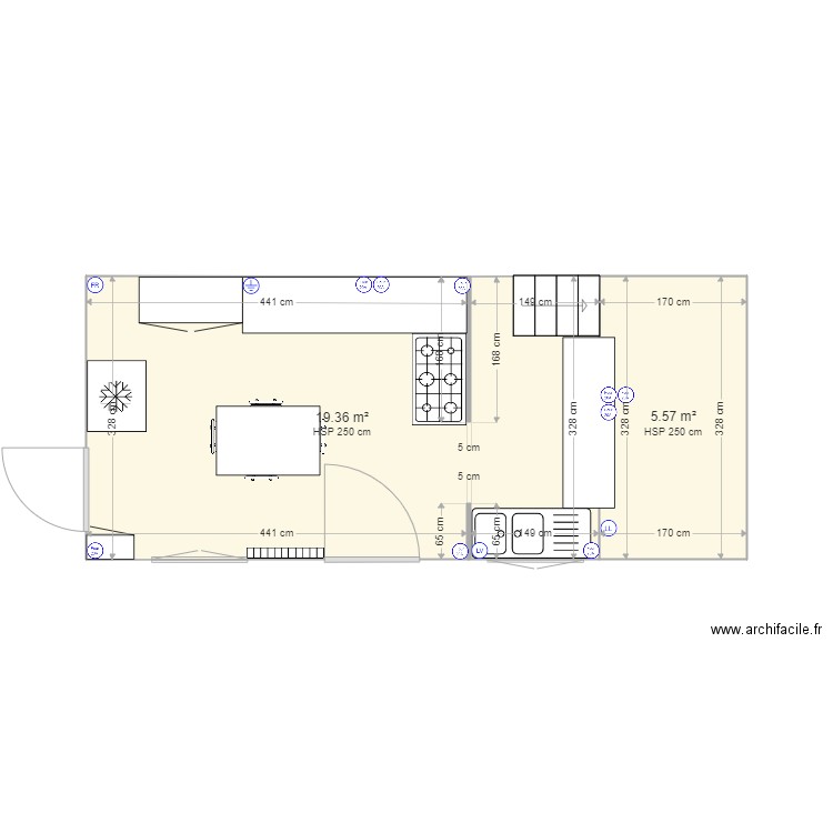 Cuisine. Plan de 0 pièce et 0 m2