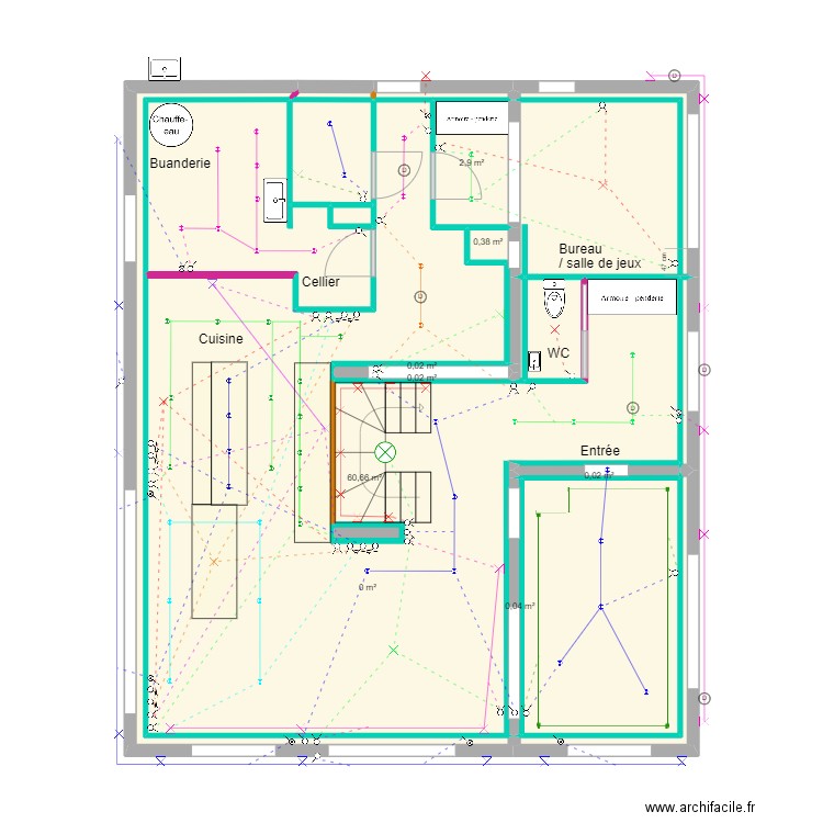 Ayes placo final - Elec - Intérupteur. Plan de 41 pièces et 197 m2