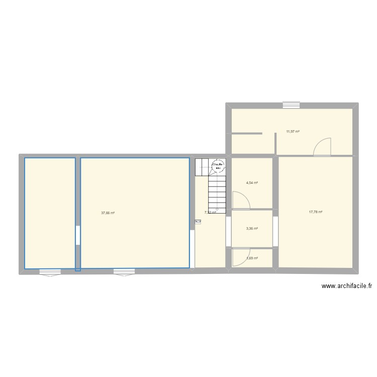 asnières2. Plan de 7 pièces et 84 m2