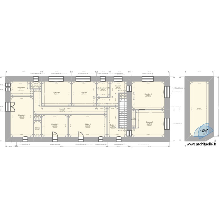 ML23015559. Plan de 33 pièces et 274 m2