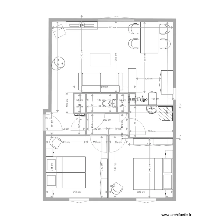 Appartement Trouville Meubl&eacute; PB Rel2. Plan de 