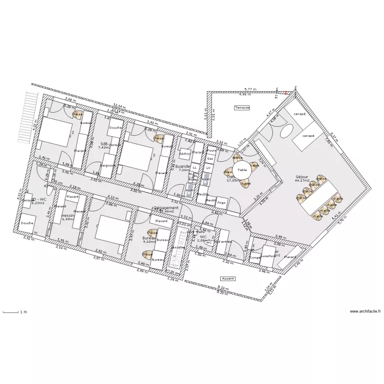 PP 3 chambres. Plan de 