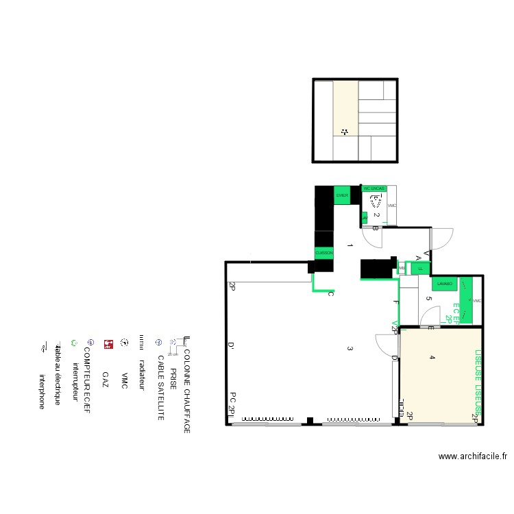 plan de travail 1. Plan de 0 pièce et 0 m2