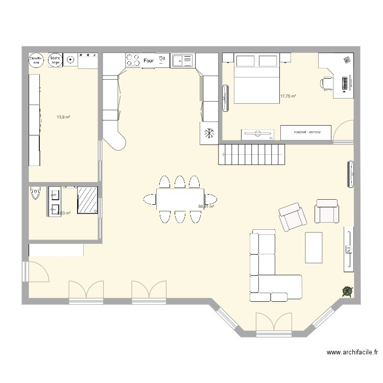 maison anglais. Plan de 4 pièces et 124 m2