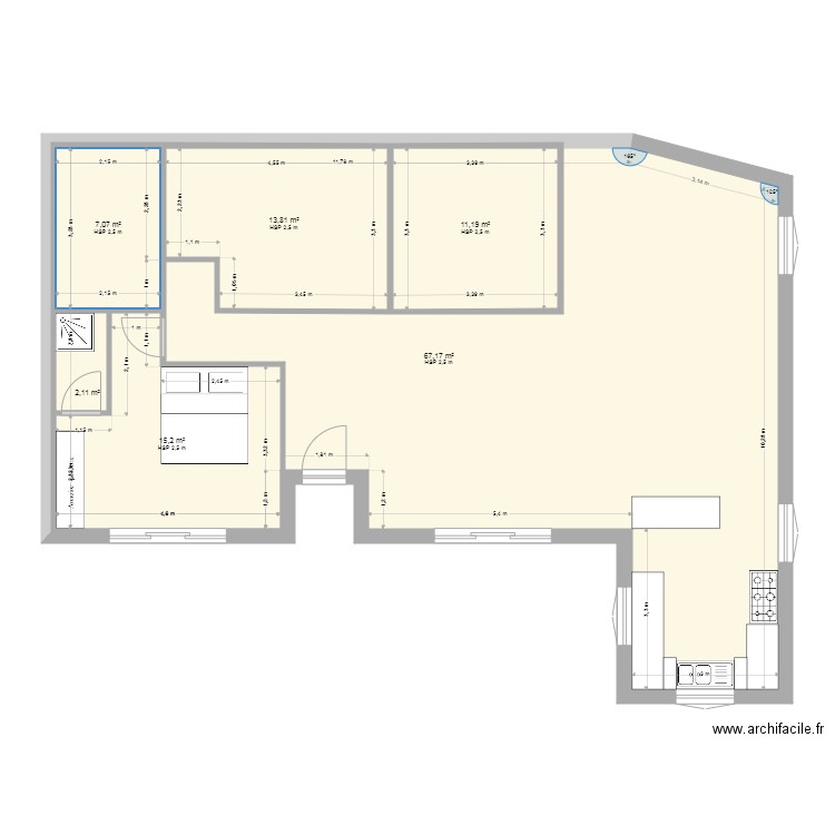 Plans Blajan extension. Plan de 6 pièces et 171 m2