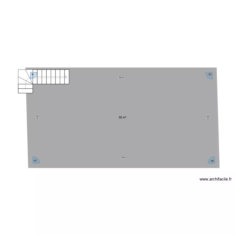 Pr&eacute;au du bureau Soamiako. Plan de 1  et 50 m²