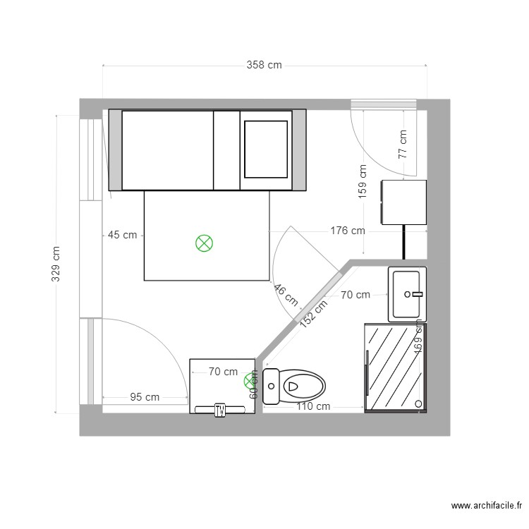 CHAMBRES DOUBLES  BATIMENT 1 . Plan de 0 pièce et 0 m2