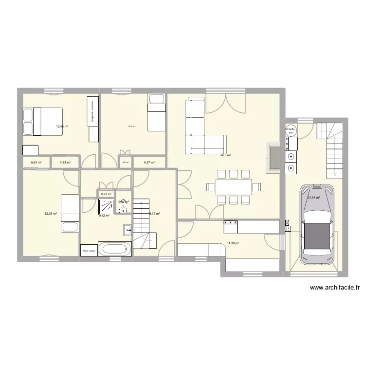 essai-maison-cadastre. Plan de 14 Pièces et 126 m²