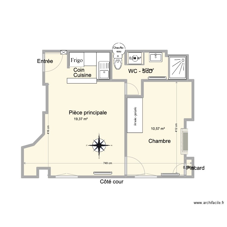 Meaux 41. Plan de 5 pièces et 34 m2