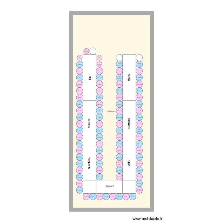 mariage 2. Plan de 1 pièce et 86 m2