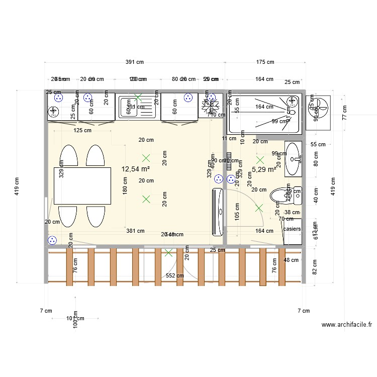 saint roch chalet. Plan de 2 pièces et 18 m2