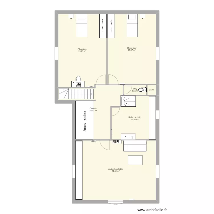 Plan combles 2 meubl&eacute;. Plan de 