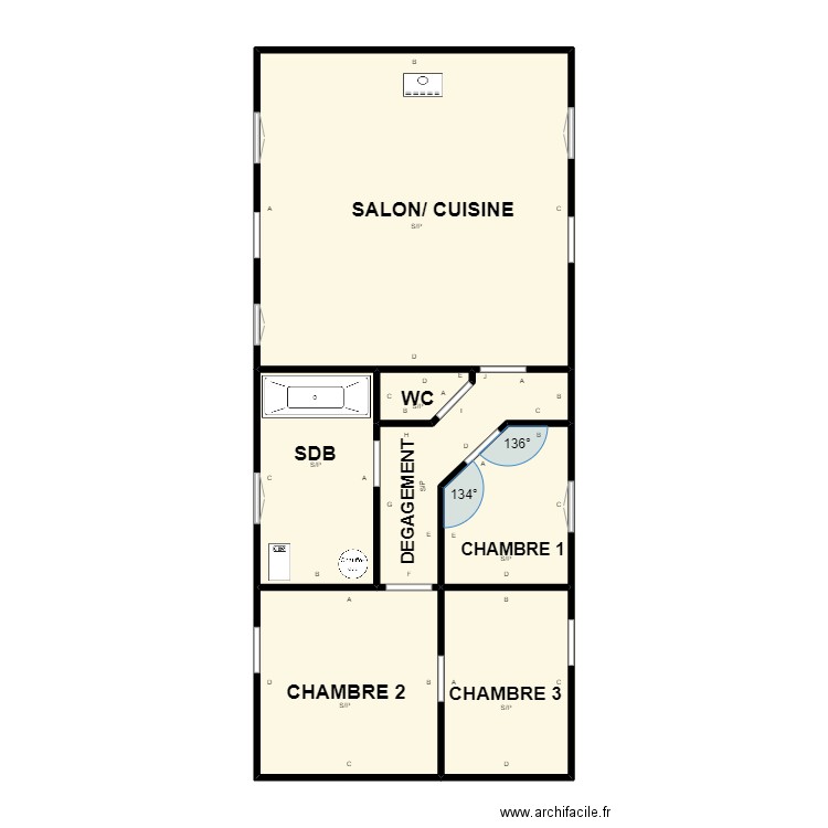 LAMBERT. Plan de 7 pièces et 86 m2