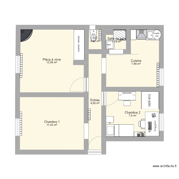 Appart Charlemagne. Plan de 0 pièce et 0 m2