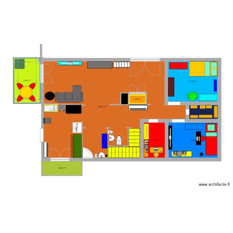 Maison 3. Plan de 9 pièces et 97 m2