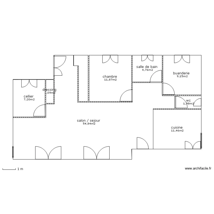  rez de chaussee dernier      non meuble. Plan de 