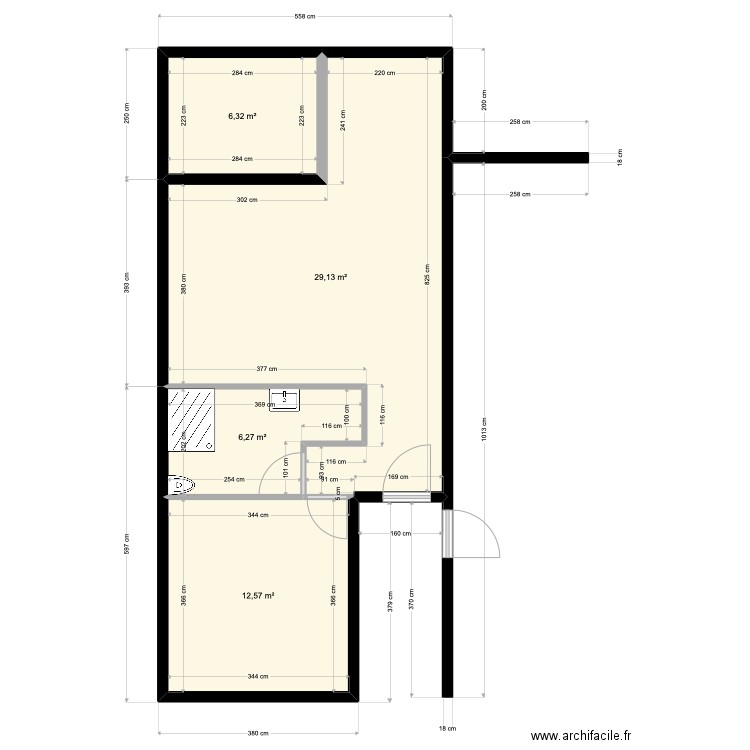 T2 DEF 9. Plan de 4 pièces et 54 m2