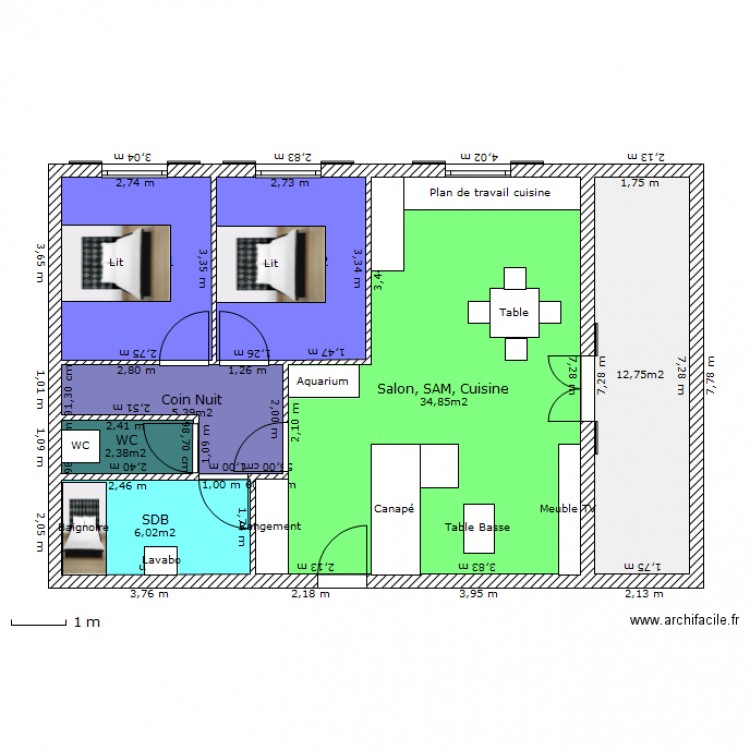 F3 Meublé. Plan de 0 pièce et 0 m2