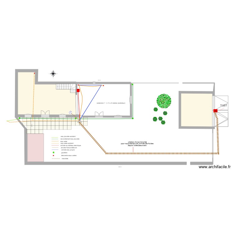 plan masse extension raccordements v3. Plan de 0 pièce et 0 m2
