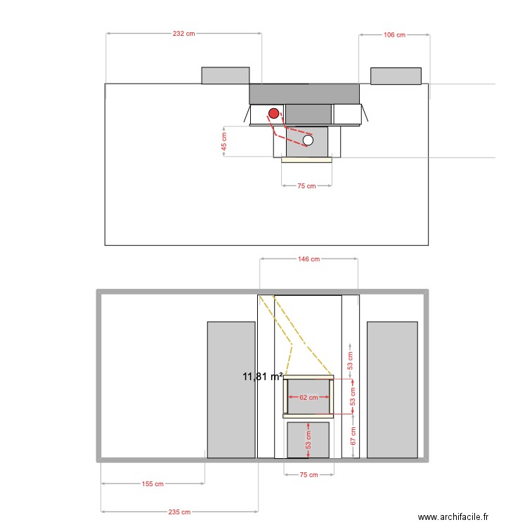 CHEMINEE DUNKERQUE. Plan de 1 pièce et 12 m2