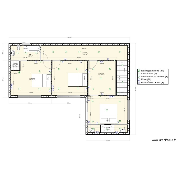plan chikhi etage electrique. Plan de 6 pièces et 76 m2