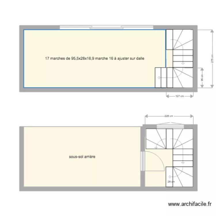 escalier ext&eacute;rieur 955x28x169 H. Plan de 