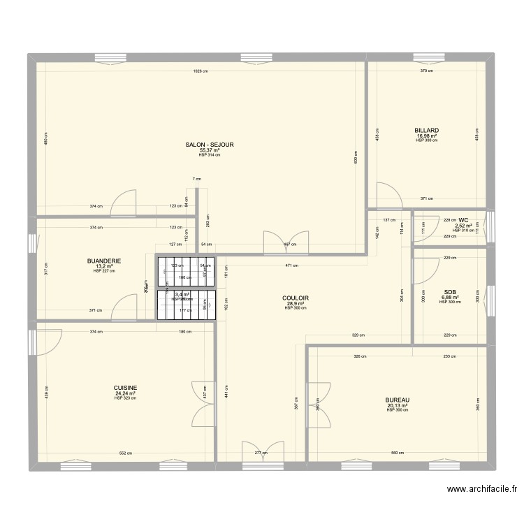 FAIGEAN RDC. Plan de 9 pièces et 172 m2