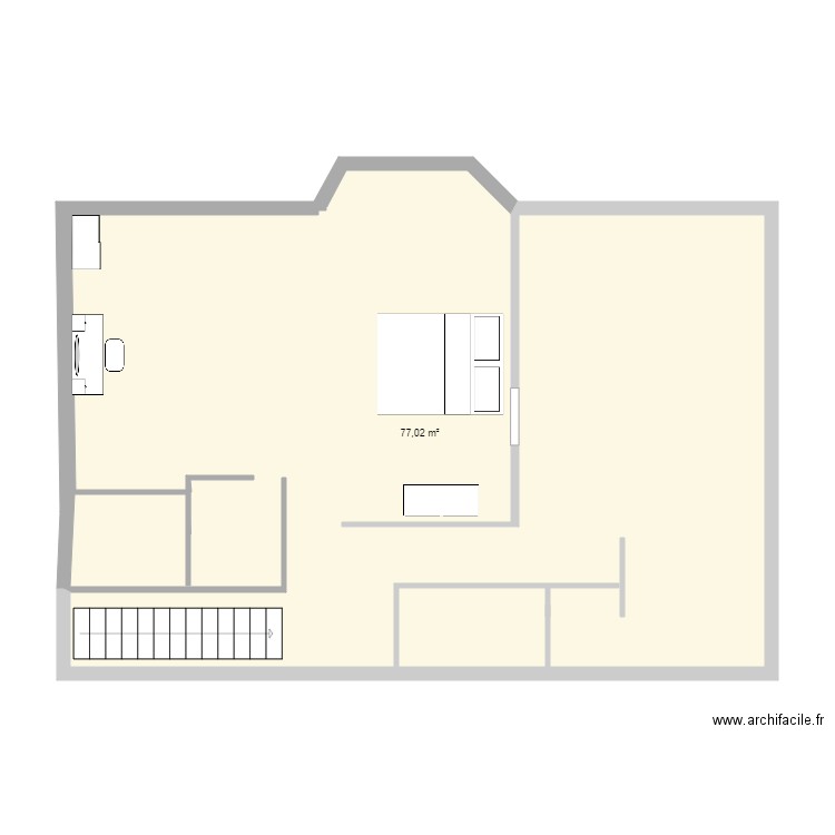 Etage existant 050621. Plan de 1 pièce et 77 m2