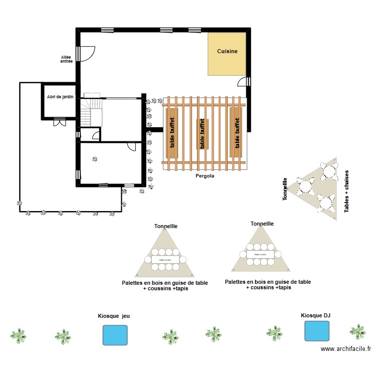 maison de camapgne. Plan de 4 pièces et 62 m2