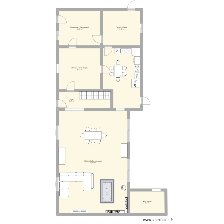 Courtijat - RC - Projet 1. Plan de 7 pièces et 163 m2