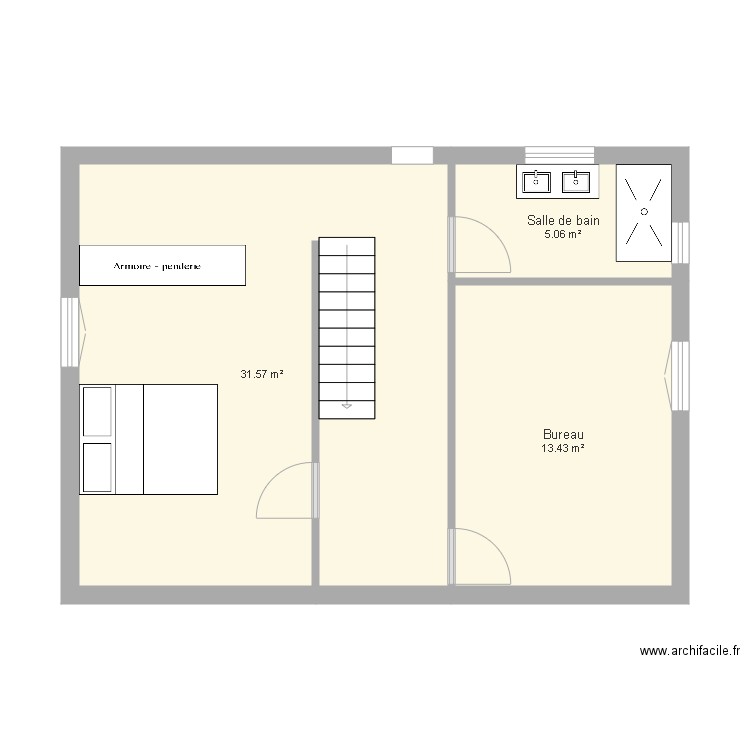 RDC espace nuit. Plan de 0 pièce et 0 m2