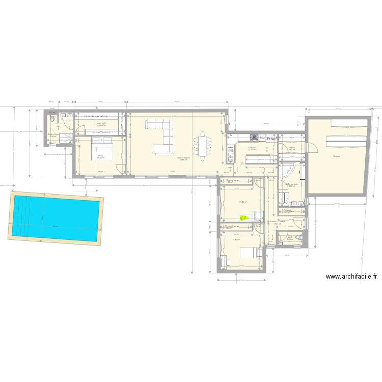 SUD Plein Pied 130m  29m. Plan de 0 pièce et 0 m2