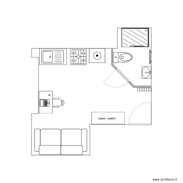 131 S3 21 NOV 2021. Plan de 2 pièces et 14 m2