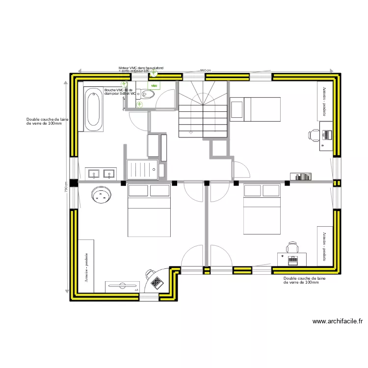 Champs Courbes isolation R1. Plan de 